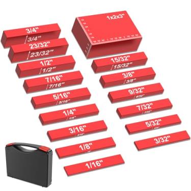 Imagem de Conjunto de medidor de altura de bloco de configuração, ferramentas de marcenaria, 15 barras de configuração de alumínio de precisão para acessórios de serra de mesa com marcações gravadas a laser e