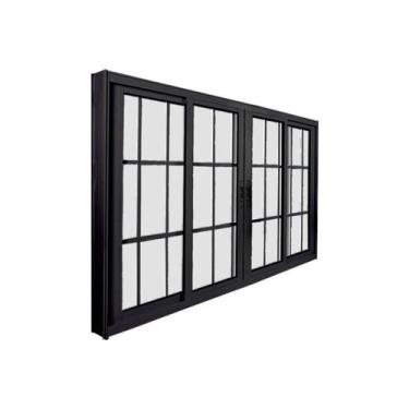 Imagem de Janela de Correr Abertura Central Premium 4 Folhas com Grade Vidro Lis