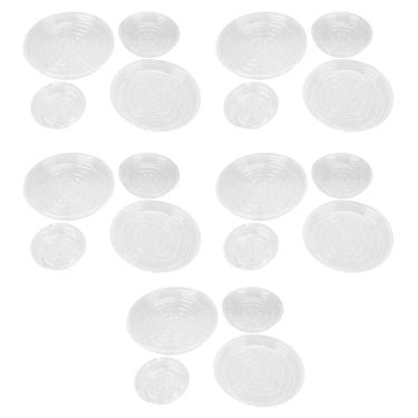 Imagem de Bandeja Resistente do Pires da Planta de 20 Pces, Bandeja Plástica Clara do Gotejamento do Potenciômetro de Flor para Exterior Interno, 6in 8in 10in 12in