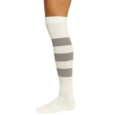 Imagem de Meião Futebol Adulto Pé Atoalhado Apollo, 38 a 43, Branco, Cinza