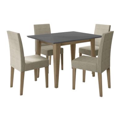 Imagem de Sala de Jantar Kate 90x90 Com Vidro 4L Cadeiras Josi Poliman Móveis