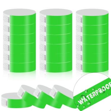 Imagem de Pacote com 300 pulseiras de papel para eventos à prova d'água, pulseiras leves de identificação de festivais, pulseiras adesivas neon para eventos para festas (verde)