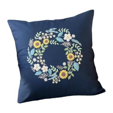 Imagem de oshhni Kit de capa de almofada bordada, capa de almofada meio acabada, faça você mesmo, costura, artesanato, kit de fronha de ponto cruz para carro, sofá, Coroa de Girassol