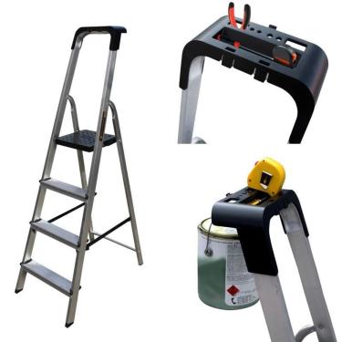 Imagem de Escada Doméstica 4 Degraus Em Alumínio Botafogo Pro Esc0024