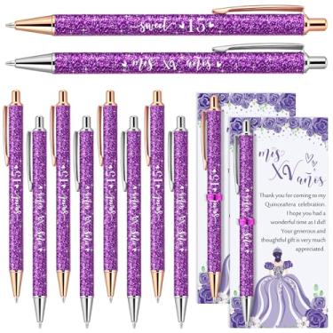 Imagem de Humyoun 25 conjuntos de lembrancinhas de festa de quinze anos de presente para convidados incluem 25 canetas esferográficas Sweet 15 Glitter com cartões de agradecimento aniversário de 15 anos de Mis