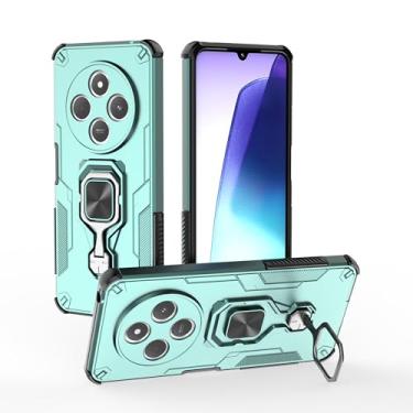 Imagem de SORAKA Capa para Xiaomi Redmi 14C com suporte de metal rotativo de 360 graus peça magnética de ferro para suporte magnético de telefone para carro verde