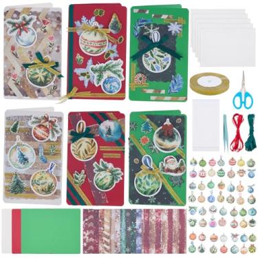 Imagem de WEBEEDY 15 conjuntos de kits de cartões de Natal faça-você-mesmo feitos à mão com tema de sino, cartões em branco, envelopes combinando, adesivos, instruções para adultos, aniversário, Natal, convite
