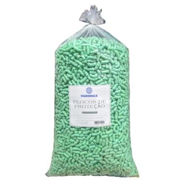 Imagem de Biopack Flocos Proteção 83 Litros Biodegradável Verde tipo isopor para Proteção Preenchimento Embalagem