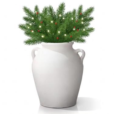 Imagem de Mimorou Vaso grande de cerâmica com 2 alças de 28 cm de altura Vaso de terracota rústico vintage vaso de flores de cerâmica decorativo para mesa de casa, prateleira de bancada, decoração de sala de