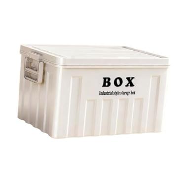 Imagem de Fenteer Organizador de porta-malas de carro com tampa, recipiente multifuncional, caixa de armazenamento com tampa para lanches, livros, sapatos, acampamento, Branco