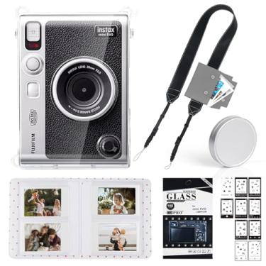 Imagem de WOGOZAN Kit de acessórios para câmera Fujifilm Instax Mini EVO, incluindo capa transparente Mini EVO, tampa de lente, alça ajustável para câmera, mini álbum de fotos, protetor de tela, adesivo DIY