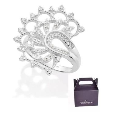 Imagem de Maxi Anel Meia Flor de Lótus Com Zircônia Rommanel 810313, 16, Dourado