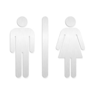 Imagem de Placa Sinalização Banheiro Inox 15x18cm Fita Dupla Face