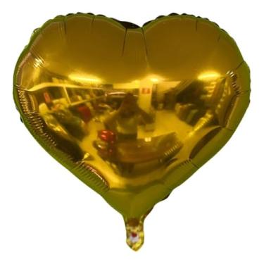 Imagem de Balão Metalizado Coração Dourado, KIT 10 UND 45 cm, Decoração para Festas