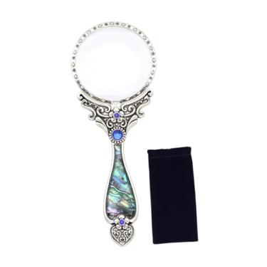 Imagem de oshhni Lupa de leitura estilo retrô 4x, cabo antiderrapante, ferramenta compacta de identificação, auxílio de leitura para artesanato e ciências, Prata Antiga