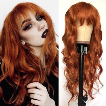 Imagem de Perucas de substituição de cabelo QD-tizer Ginger Orange Loose Wave