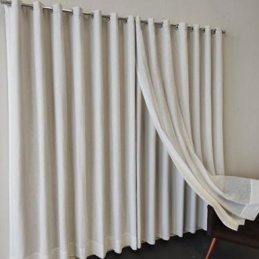 Imagem de Cortina Para Varão Voal Gase De Linho Com Forro Corta Luz Tecido Black