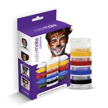 Imagem de Cartela Tinta Facial 5 Cores Cremosa Maquiagem Artística Colormake