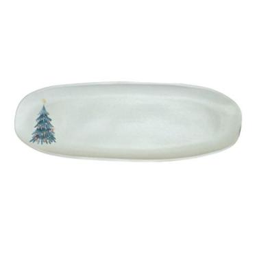 Imagem de Travessa Oval Rasa em Cerâmica Orgânico Magia Glacial III 36x13cm - PO