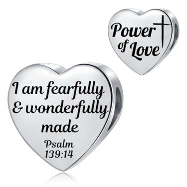 Imagem de MiiFort Berloque de coração de amor com versículo bíblico, pulseiras Pandora, religião, aniversário, presente para mulheres, filha, aço inoxidável, One Size, Aço inoxidável, Sem Pedra Preciosa