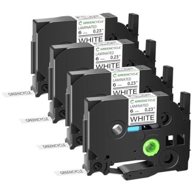 Imagem de GREENCYCLE Compatível com Brother TZe-211 TZe211 TZ211 TZ-211 AZE Tape 6 mm 0,23 polegadas 1/10.2 cm preto sobre branco fita de etiqueta laminada para PTD210 PT-H100 PTH110 PT-D400AD PTD600 PT-1290, 4