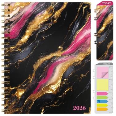 Imagem de Agenda Hardcover 2026, 21,6 cm x 28 cm: 14 meses (novembro de 2025 a dezembro de 2026), agenda mensal diária, agenda anual, marcador de livro, pasta de bolso e conjunto de notas adesivas (mármore