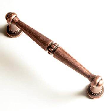 Imagem de Goo-Ki Pacote com 6 puxadores de armário de cobre antigo – Puxadores de gaveta de bronze vermelho central de 9,8 cm, puxador de barra de armário vintage sólido, ferragens de cozinha clássicas para armário de cômoda, 066AC-96