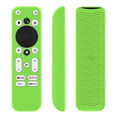 Imagem de Capa protetora de silicone para controle remoto Onn Android TV 4K UHD Stick TV Box 100024646 100026240 à prova de choque antiperda com laço (brilho em verde escuro)