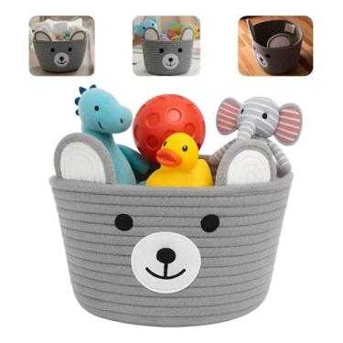 Imagem de Cesto Organizador Infantil De Roupas Brinquedos Multiuso Urso Cinza Co