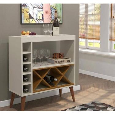 Imagem de Aparador adega retrô pés palito shadow branco e marrom