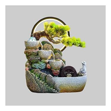 Imagem de Fonte de mesa para relaxamento interno fonte de mesa cachoeira, recurso de cascata interior zen com bomba e névoa de água, cachoeira iluminada para decoração de casa, escritório, quarto, mesa, mesa ()