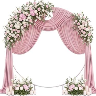 Imagem de Tecido drapeado de arco de casamento 73,7 cm x 19 m cortinas transparentes para pano de fundo cerimônia de casamento recepção decoração de teto cortina decoração de chá de panela de bebê (Dusty Rose