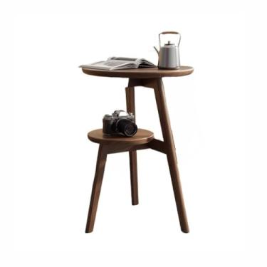 Imagem de Mesa de centro moderna simples casa madeira maciça redonda pequena mesa de centro sala de estar personalidade sofá mesa lateral cama mesa de canto mesa quarto