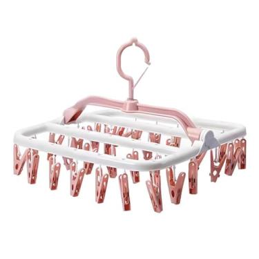 Imagem de Varal Dobravel Roupa Intima, 32 Prendedores, Adequado para Calcinhas, Sutiãs, Biquínis e Meias, 32cm X 18cm(Rosa Branco,Kit 1)