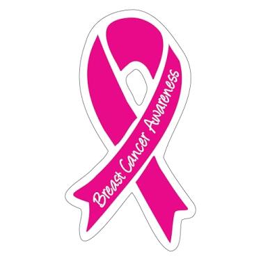 Imagem de Ímã de conscientização do câncer de mama em forma de fita rosa para carros, caminhões, SUVs, geladeiras, etc. 19,7 cm x 10,5 cm