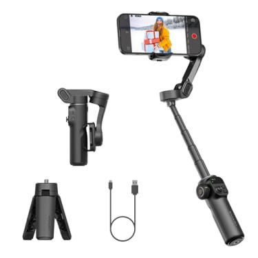 Imagem de Estabilizador Gimbal para iPhone, Gimbal de 3 Eixos para iPhone com haste Extensora de 7,8 Polegadas Integrada, para iP~hone/Android, Perfeito para TikTok, YouTube e vlogs