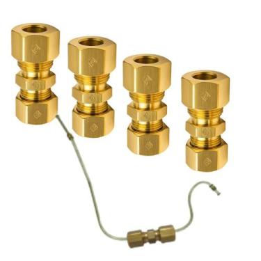 Imagem de Kit 4 conexão emenda união 6mm tubo nylon cobre cano freio pneumat - C