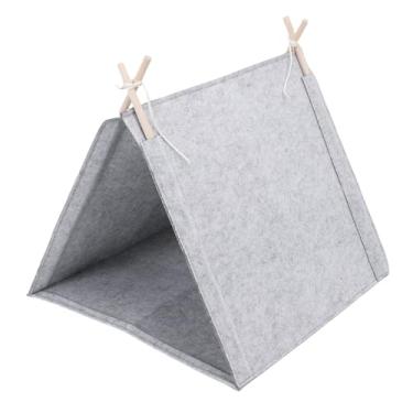 Imagem de Generic Cama Grande de Tenda para Animais de Estimação de Feltro Cinza para Cães e Gatos, Casinha de Cachorro Portátil Interna Aconchegante Com Almofada Grossa, Lavável, Respirável,