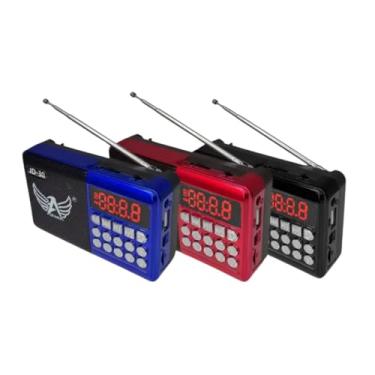 Imagem de Rádio Retrô Bluetooth FM/AM Portátil 3W USB SD MP3 Bateria Recarregável JD30 – Preto Azul Vermelho (Vermelho)