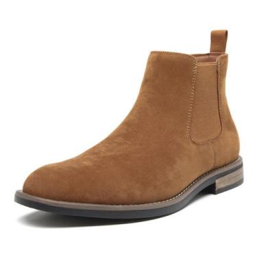 Imagem de Botas Chelsea DECARSDZ Comfy Slip-On em camurça marrom para homens