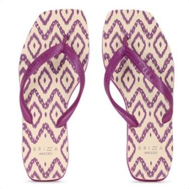 Imagem de Chinelo Brizza Arezzo Bico Quadrado Ikat Rosa e Bege - Feminino-Feminino