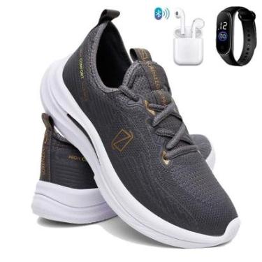 Imagem de Kit Tênis Masculino Para Corrida e Academia Super Leve e Macio com Fone e Relógio-Masculino