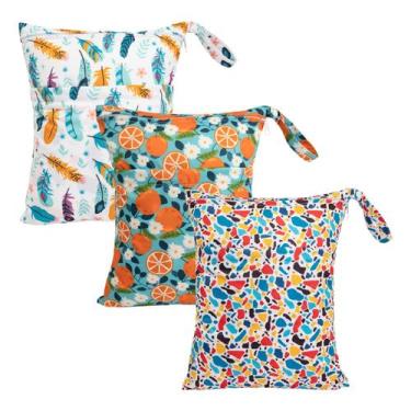Imagem de Sacos úmidos e secos babygoal 30x36cm, pacote com 3 unidades, impermeá