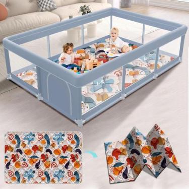 Imagem de Baby Playpen XVIHX 188 x 127 cm com tapete interno e externo cinza - X