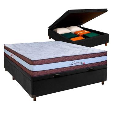 Imagem de Conjunto Cama Box Bau Blindado Casal + Colchão Molas Ensacadas Legaccy Paropas