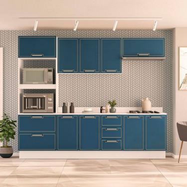 Imagem de Cozinha Compacta 250097 5 Peças Amara Branco Azul Politorno Móveis