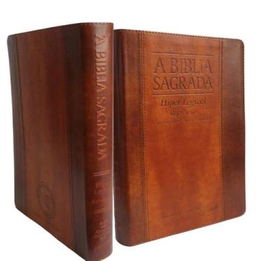 Imagem de Bíblia Sagrada Hiper Legível Capa Couro Caramelo  Edição de Luxo - A B