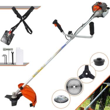 Imagem de Máquina de Cortar Grama Vulcan VR330P 33cc 1,2HP 10.000rpm Roçadeira Com Guidão Anti-Vibração Carretel + Faca 3 Pontas + Faca 40 Dentes Vídea + Escova