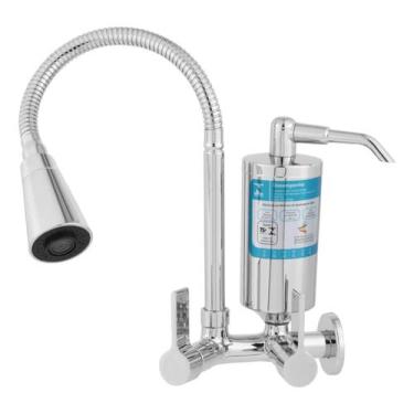 Imagem de Torneira Com Filtro Gourmet Pia Cozinha De Parede Metal Inox - Um Novo