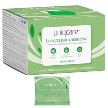 Imagem de Lenços Para Assepsia 19x14Cm Swab Alcool 70% 50 Unid. Uniqcare - Uniqm